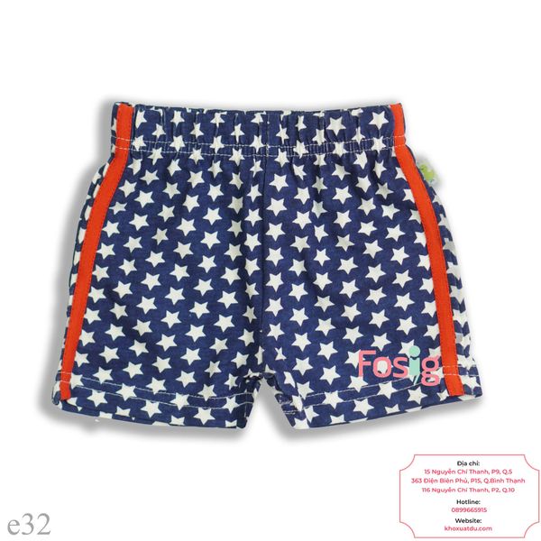  [3m-6m] Quần Short Cotton Bé Trai QSBT - Navy Sao Trắng 