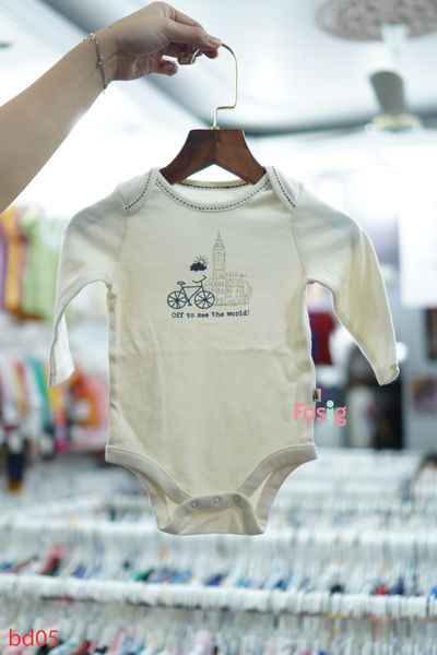  [3-6m] Bodysuit Tay Dài Bé Trai GP - Kem Xe Đạp 