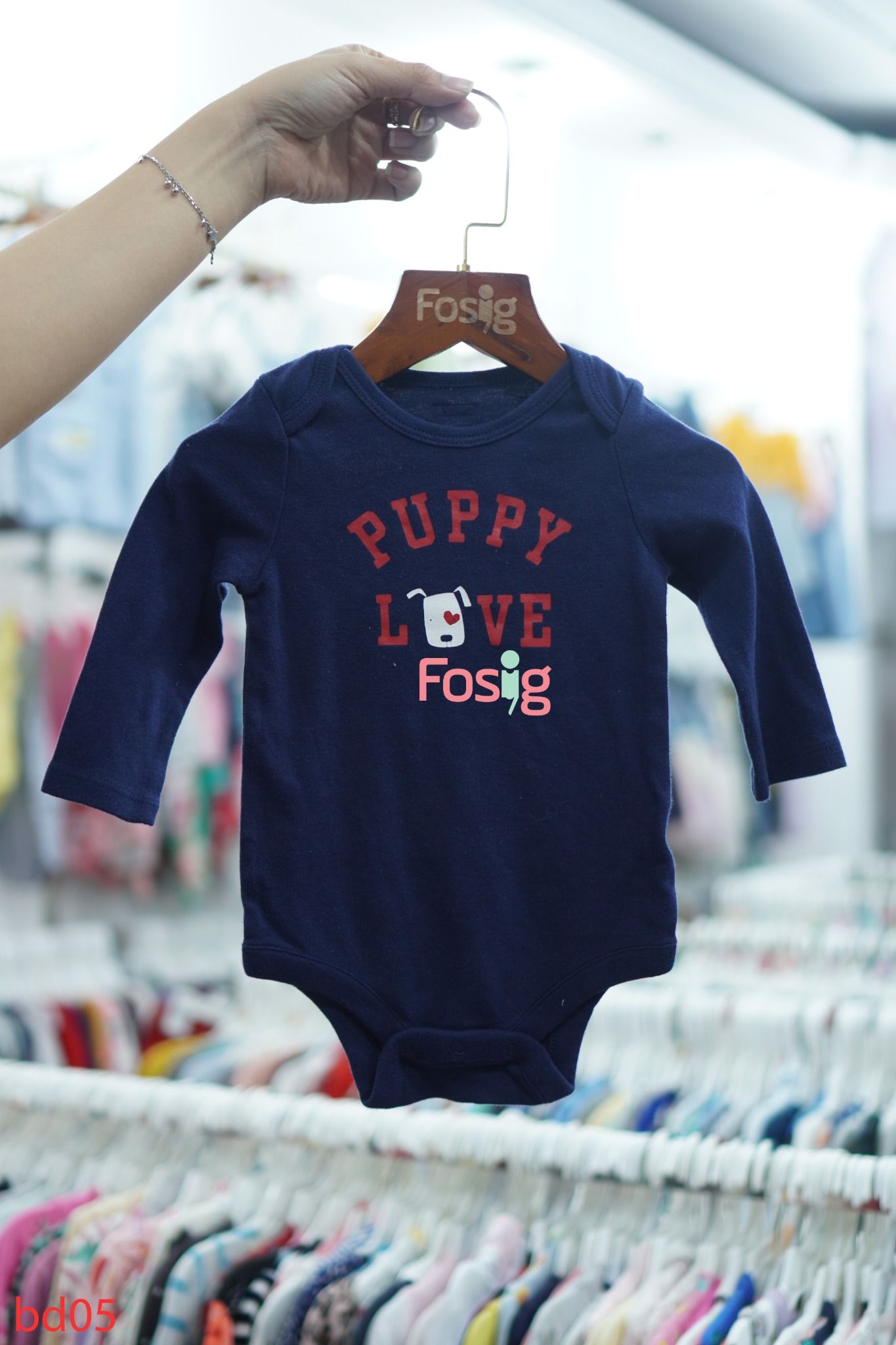  [3-6m] Bodysuit Tay Dài Bé Trai GP - Navy Puppy 