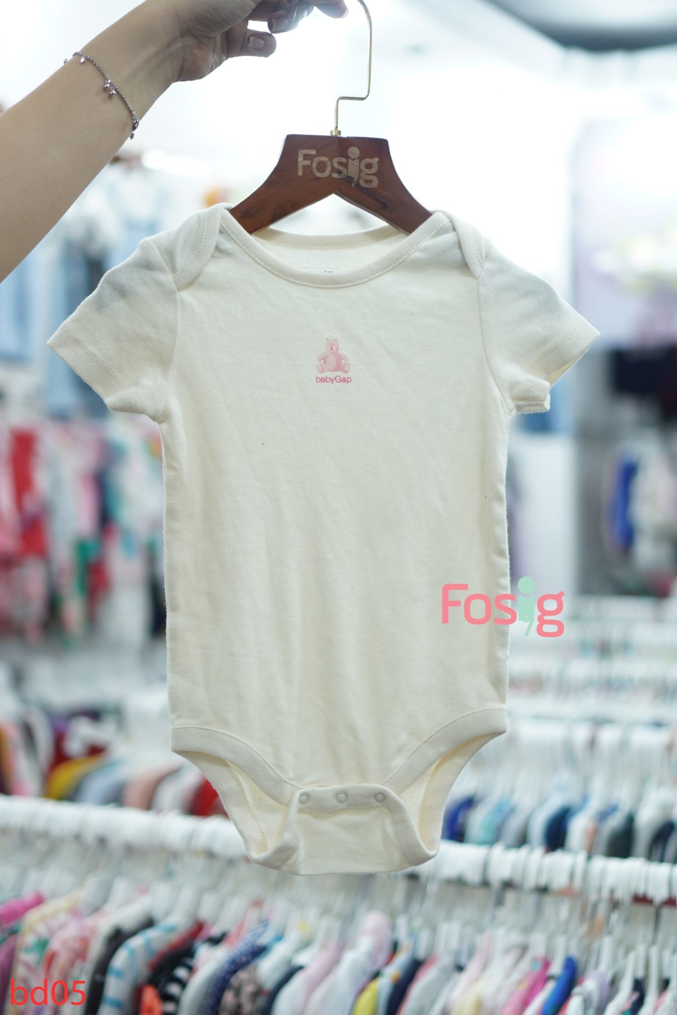  [6-12m] Bodysuit Tay Dài Bé Gái GP - Kem Gấu Hồng 