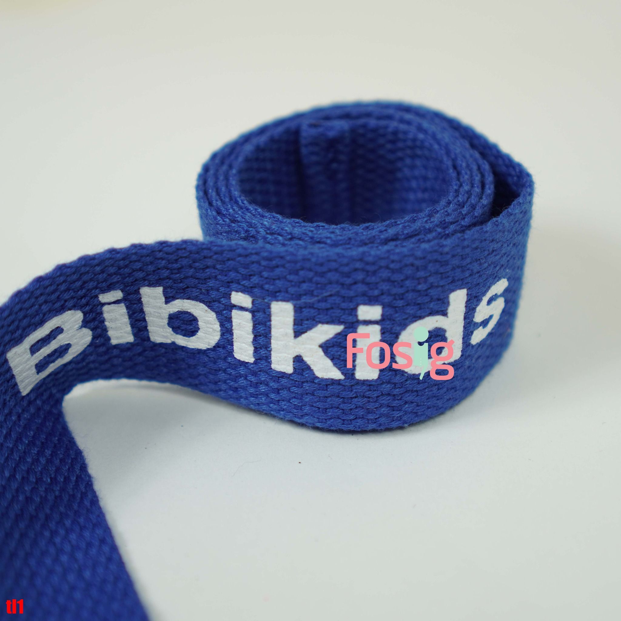 Thắt lưng vải cho bé trai- Xanh dương chữ Bibikids trắng