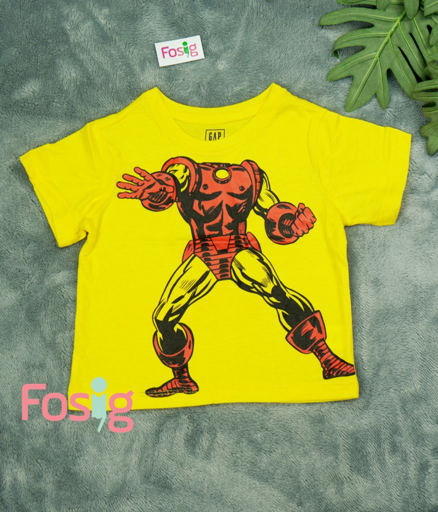  [9-12kg; 17-18kg] Áo Thun Tay Ngắn Bé Trai GP - Vàng Iron Man 