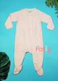  [0-6M] Sleepsuit Khóa Kéo Có Vớ Bé Gái ON - Hồng Nỉ 