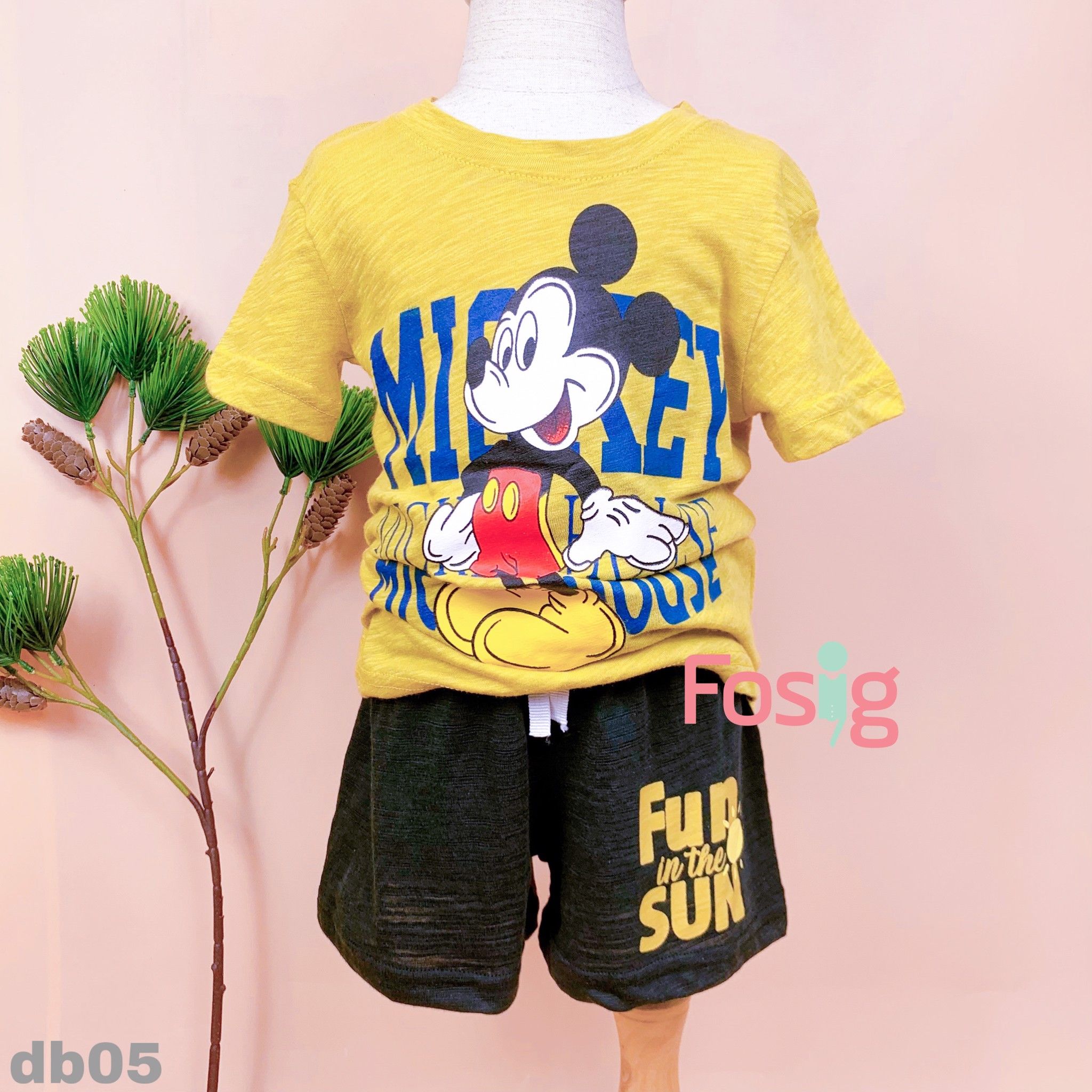  [9-12kg ; 15-16kg] Set Đồ Bộ Ngắn Bé Trai RD - Vàng Mickey 