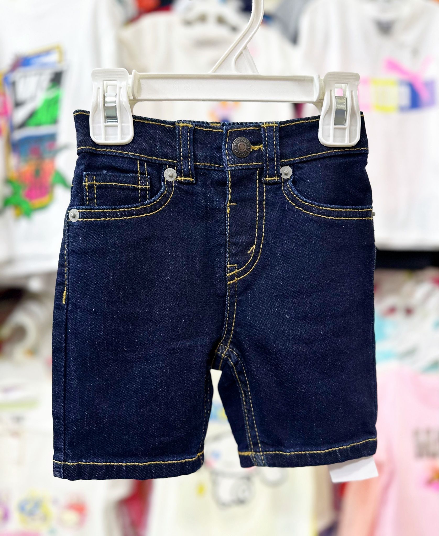 7-9kg 12M Quần short jaens L.v bé gái tăng đơ ẩn- Navy đậm QS02