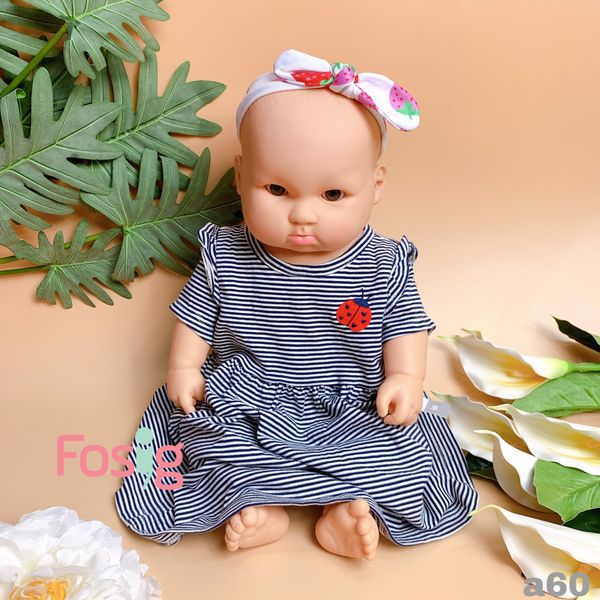  [3-6m] Đầm Thun Cotton Tay Ngắn Bé Gái Cter - Sọc Navy Bọ 