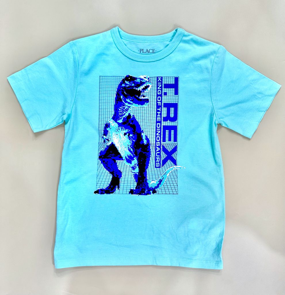 39-40kg S-L Áo thun tay ngắn bé trai PL- Xanh T.rex xanh AT32