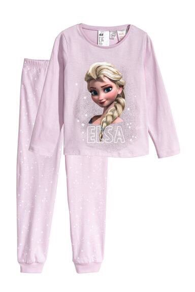  [16-17kg, 30-34kg] Đồ Bộ Cotton H&M [Girl] - Hồng Elsa 