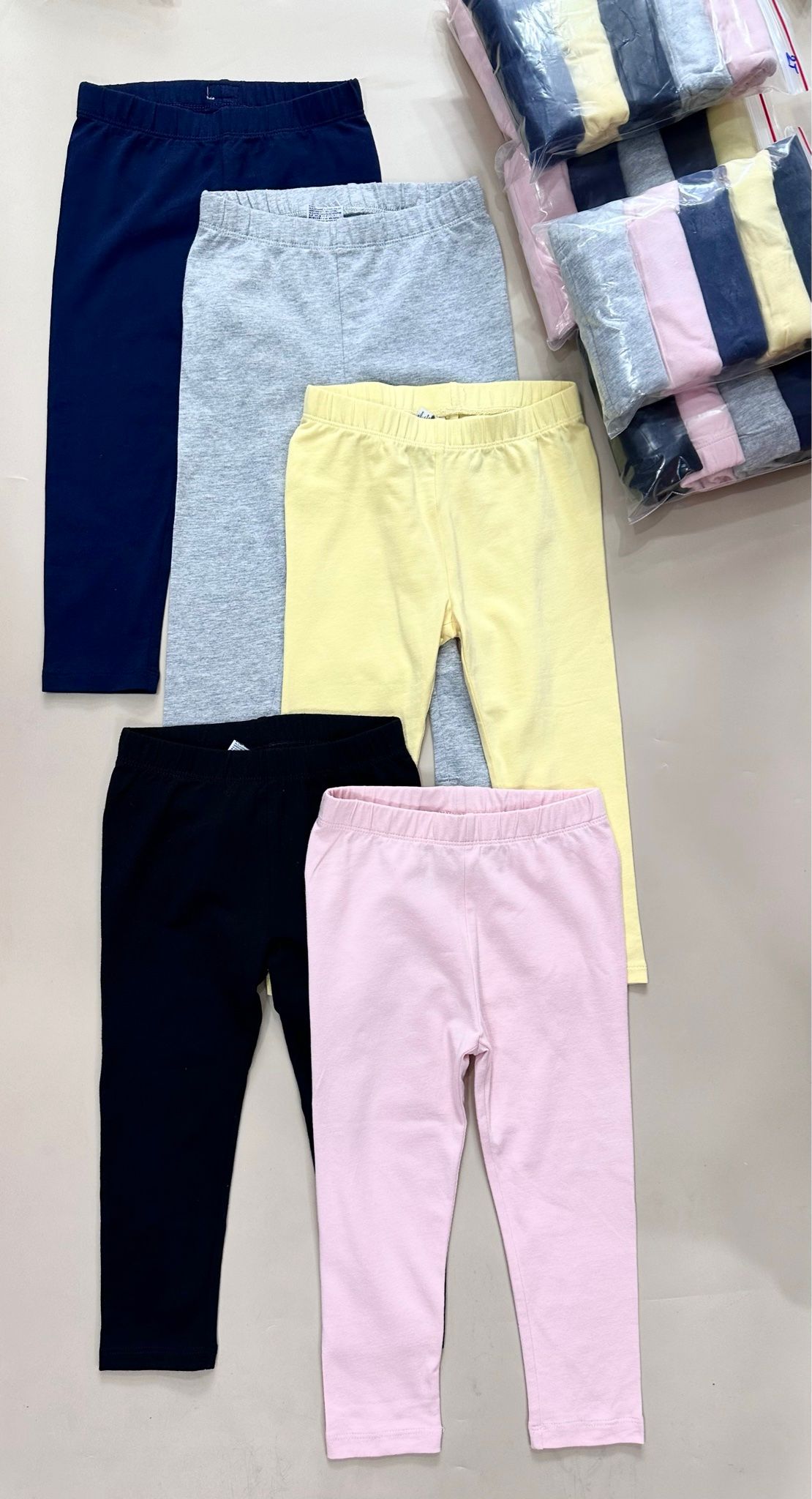 13-17kg set 5 Quần Legging GP Bé Gái - Màu Trơn dễ phối đồ