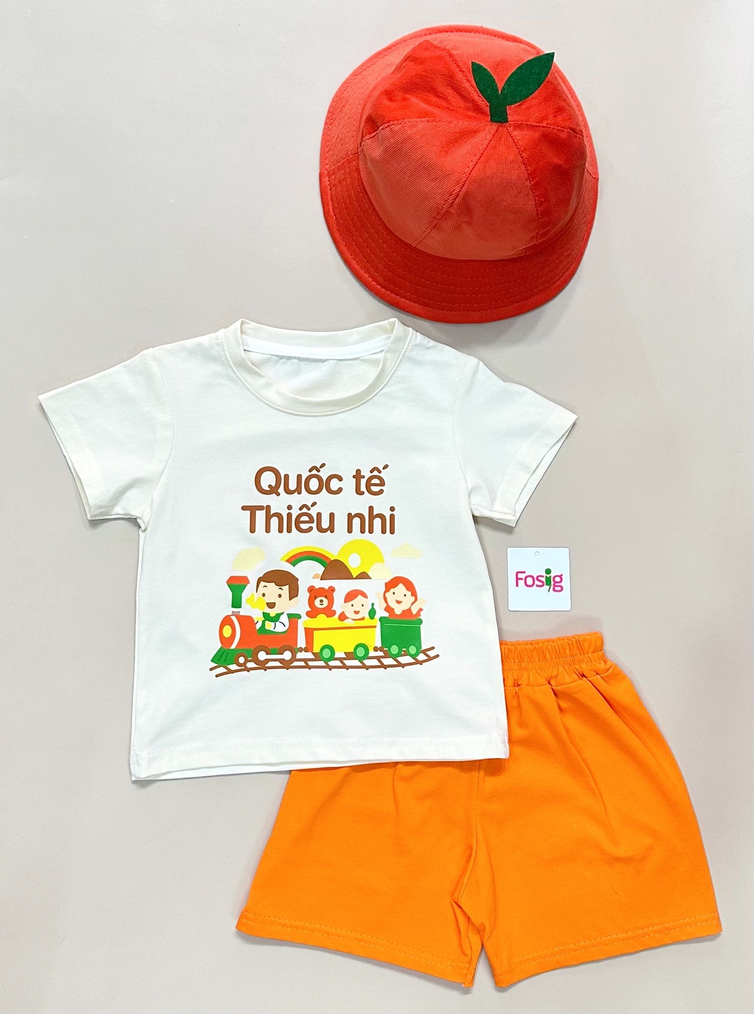 14-24kg Set 3 món chơi lễ 1/6 cho bé, thun 4 chiều tha hồ chạy nhảy- Nón mầm, quần, áo
