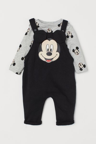  [19-20kg] Set Yếm Bé Trai HM - Đen Xám Mickey 