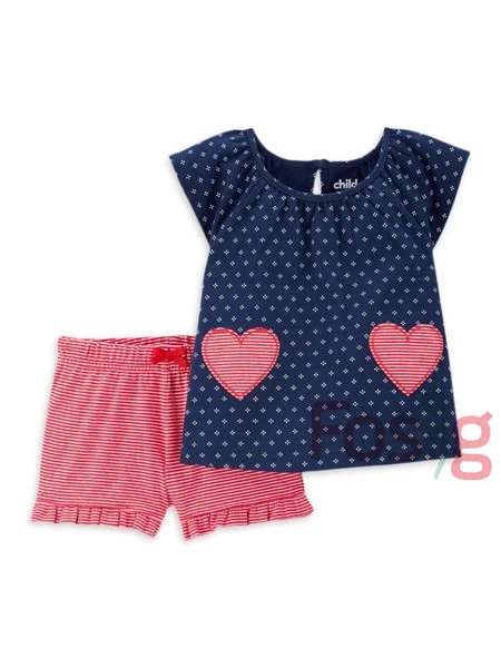  [3m-6m] Set Đồ Bộ Đùi Cánh Tiên Bé Gái Cter - Navy Họa Tiết 