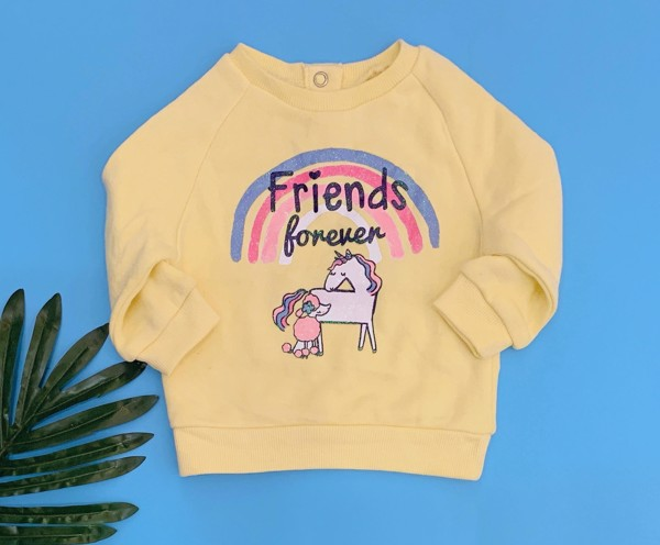  [0-3m] Áo Nỉ Tay Dài Bé Gái Primark - Vàng Friends 