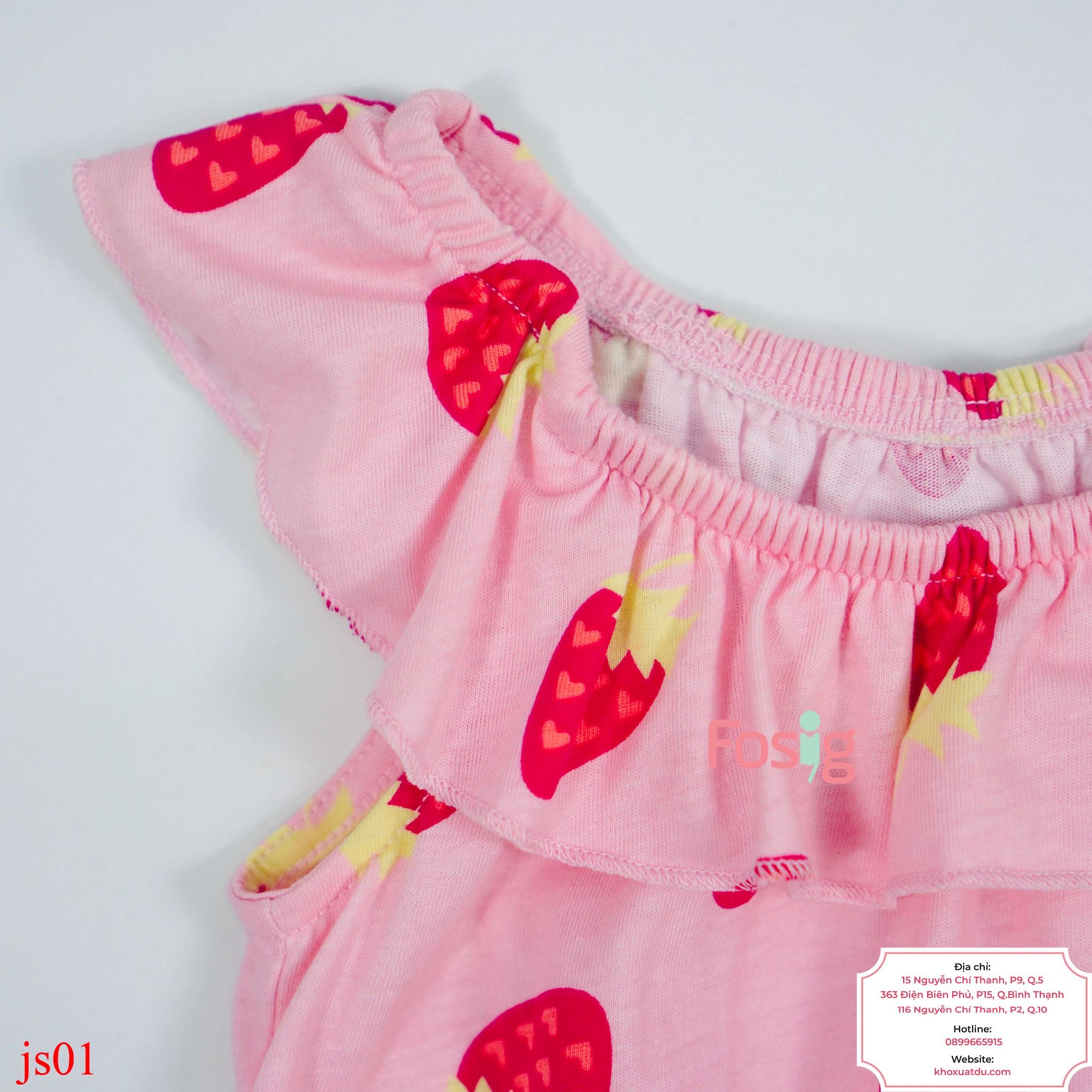  [8-11kg, 14-16kg] Jumpsuit Bé Gái PL- Hồng Dâu Đỏ 