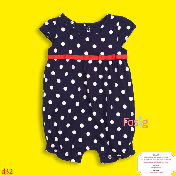  3m-6m Romper Đùi Bé Gái Cter - Navy Chấm NĐ 