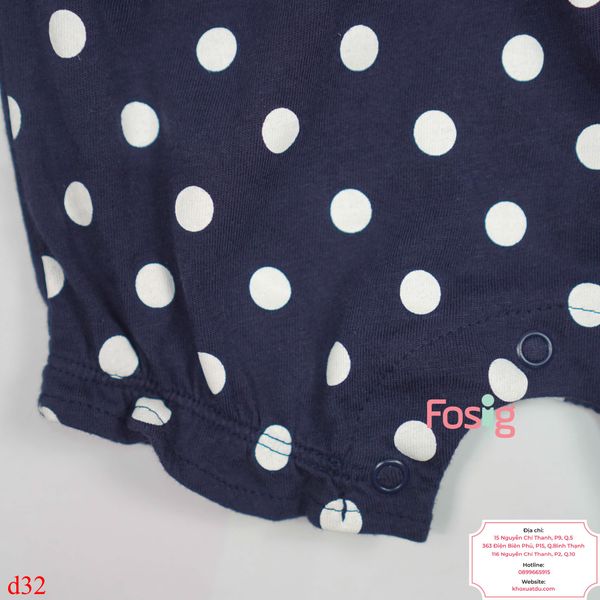  3m-6m Romper Đùi Bé Gái Cter - Navy Chấm NĐ 