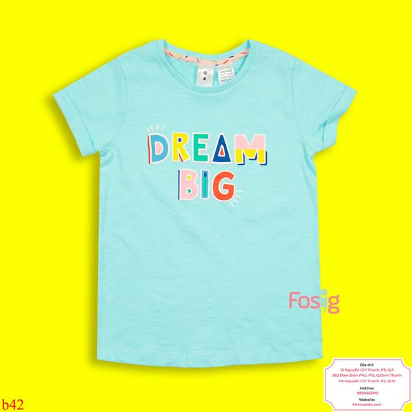  [22-24kg] Áo Thun Tay Ngắn Bé Gái B42 - Xanh Dream Big 