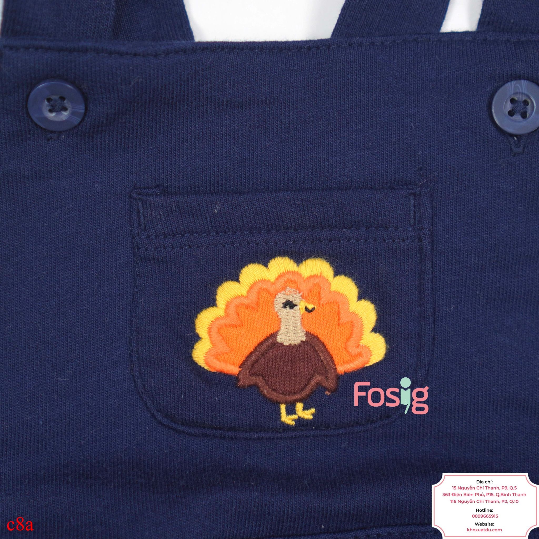 3m, 6m Set Yếm Đầm Bé Gái Cter - Navy Gà Mẹ