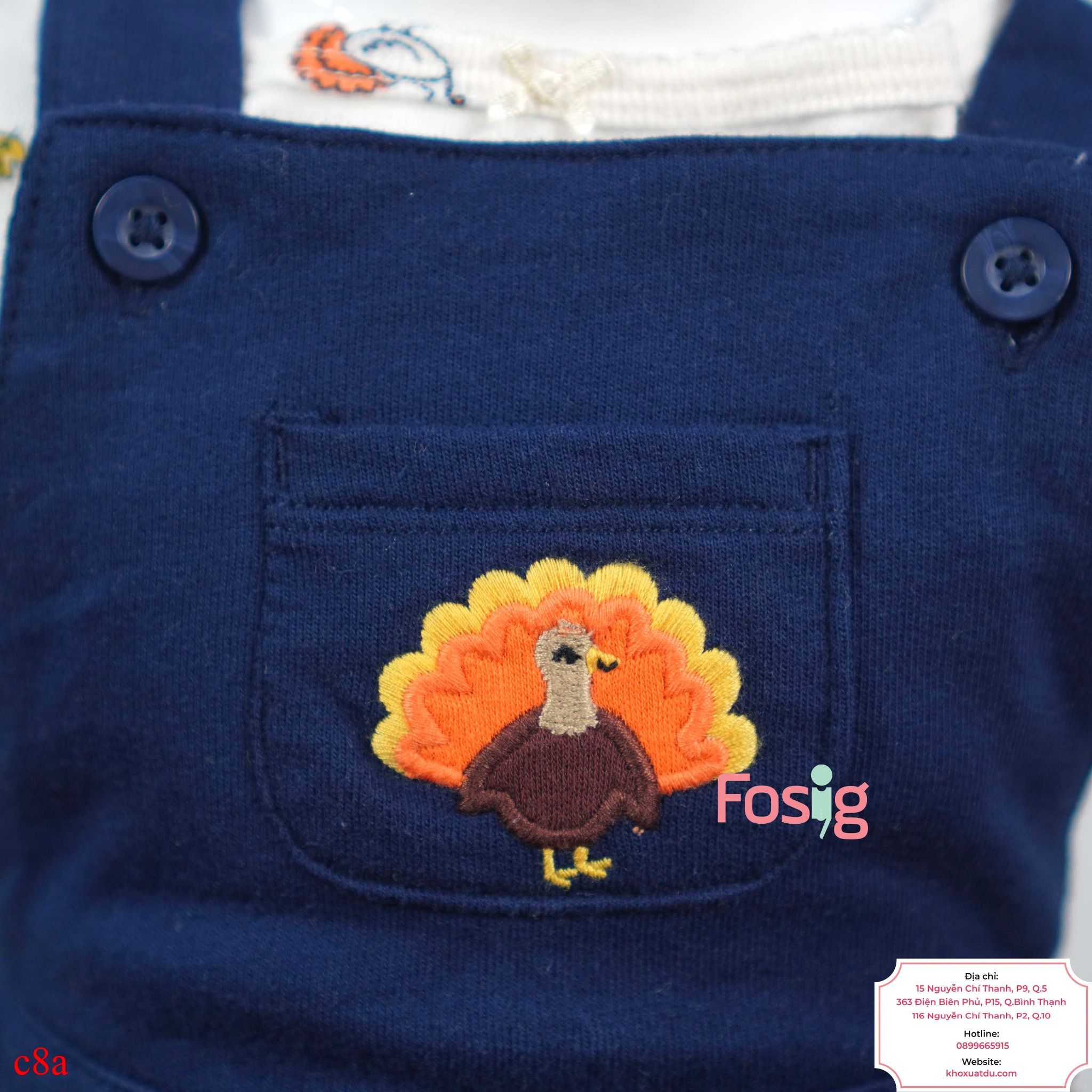 3m, 6m Set Yếm Đầm Bé Gái Cter - Navy Gà Mẹ