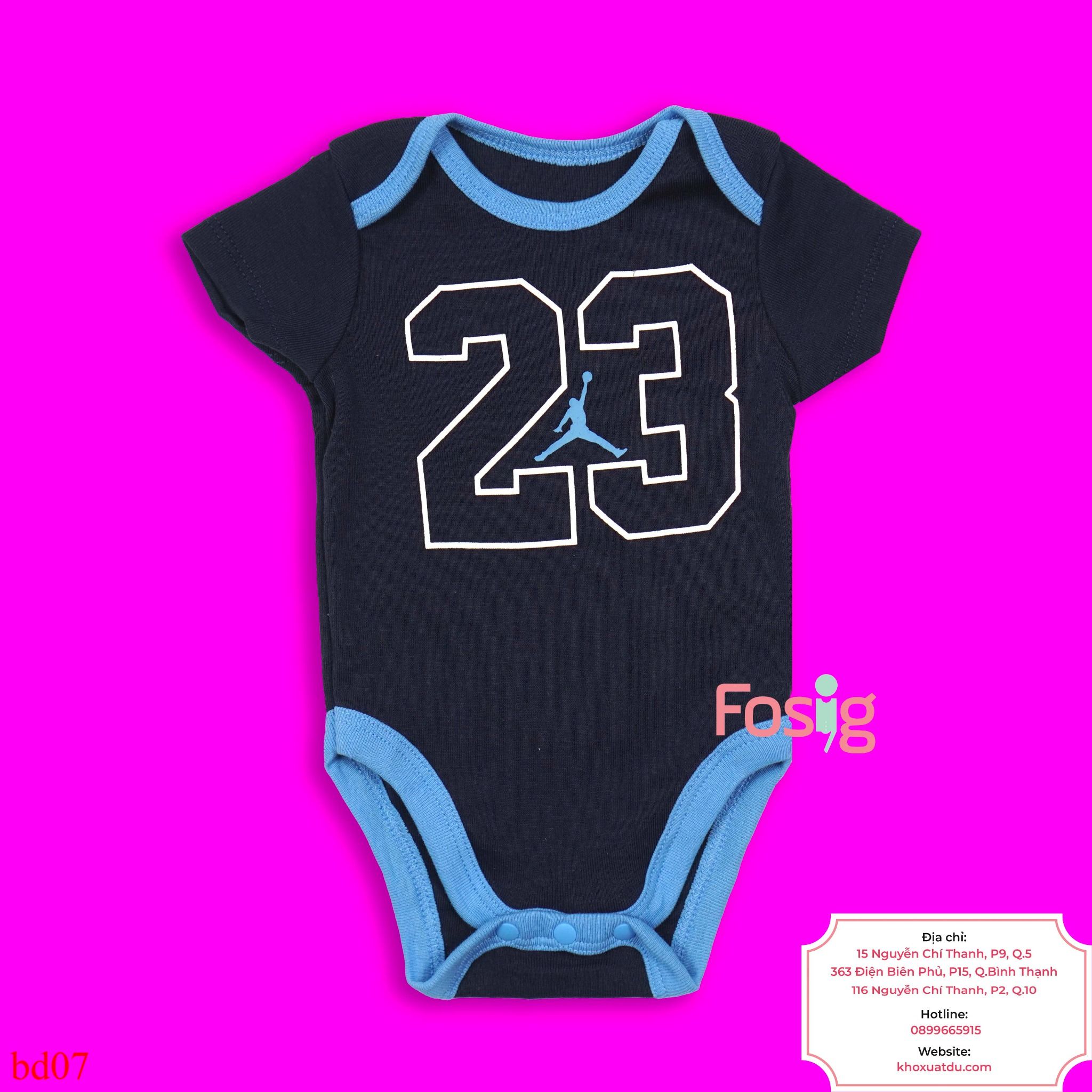  [0-3m, 18-24m] Bodysuit Tay Ngắn Bé Trai NK - Navy 23 