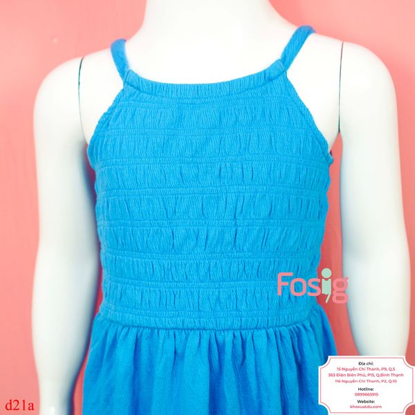  [27-30kg] Đầm Maxi Thun 2 Dây Bé Gái Cter140 - Xanh Dương Nhún 