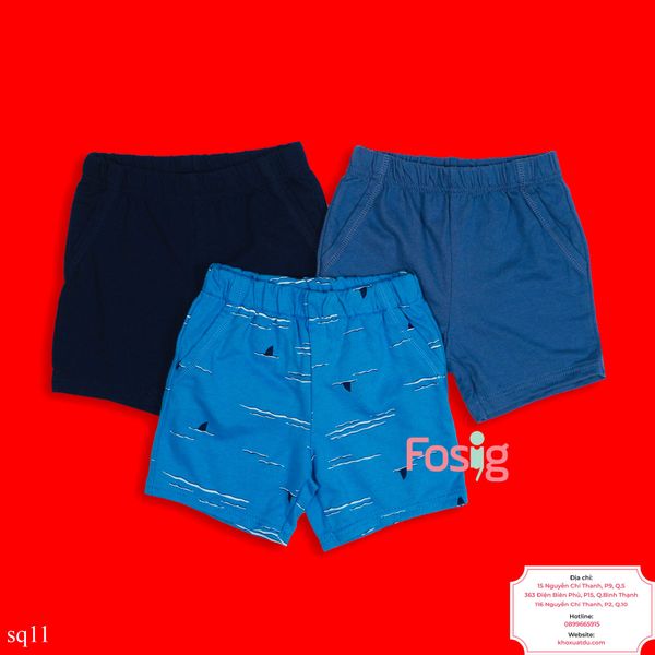  [3m-12m] Set 3 Quần Short Da Cá Bé Trai Cter240 - Combo màu ngẫu nhiên 