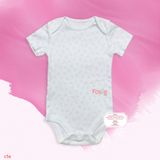  [18-24m] Bodysuit Tay Ngắn Bé Gái - Trắng Hoa Hồng Nhạt 