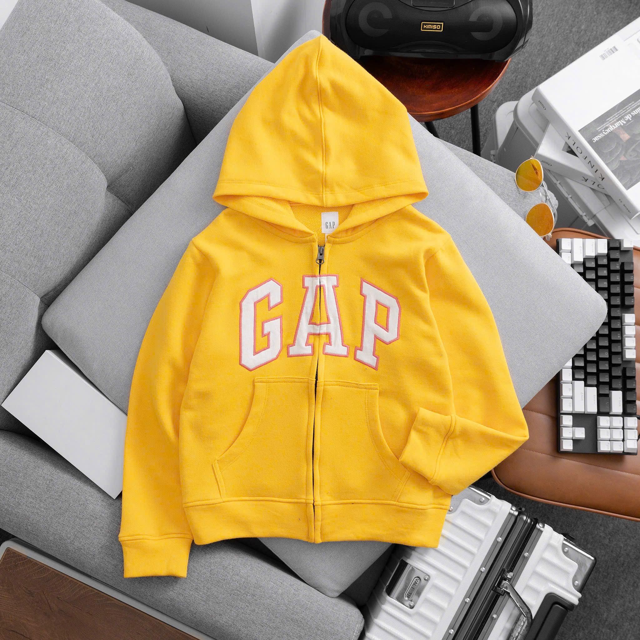 17-55kg XS-XXL Áo khoác G bé gái- Vàng chữ viền hồng AK04
