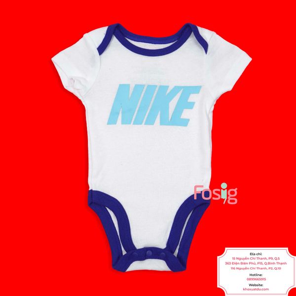  [3-6m, 12m-24m] Bodysuit Tay Ngắn Bé Trai NK - Trắng NK Xanh Nhạt 