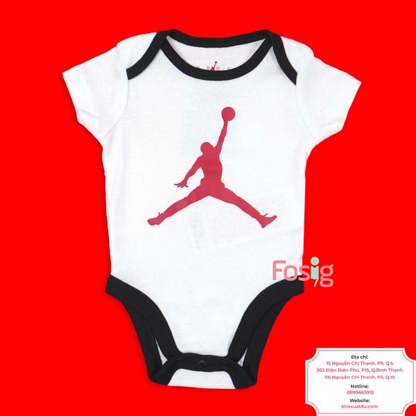  [0-6m, 18-24m] Bodysuit Tay Ngắn Bé Trai NK - Trắng Cầu Thủ Đỏ 