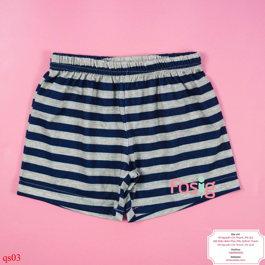  [6-12kg; 15-16kg] Quần Short Thun Bé Trai - Navy Sọc Xám 