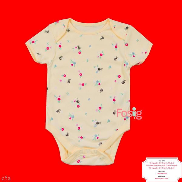  [15-16kg] Bodysuit Tay Ngắn Bé Gái - Vàng Hoa Ong 