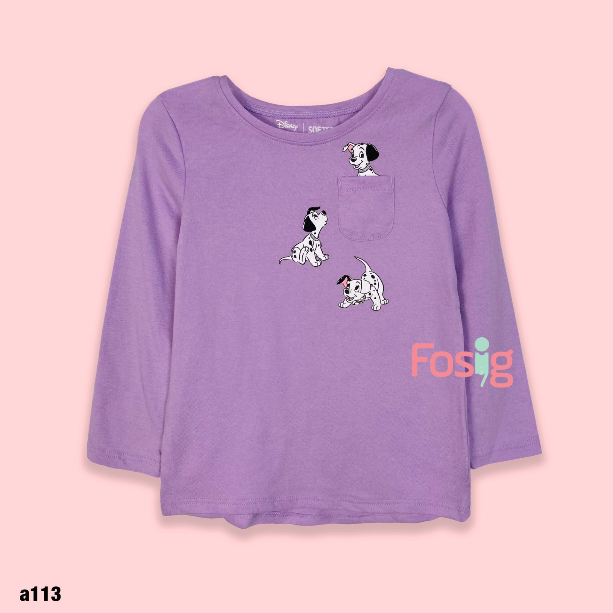 8-19kg; 12M-5T Áo thun tay dài bé gái JB- Tím chó đốm A113