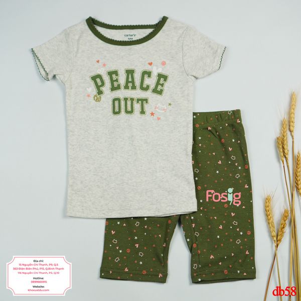  [24-40kg] Set Đồ Bộ Ngắn Bé Gái Cter120 - Xám Peace 