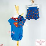  [0-4m] Set 2 Món Bodysuit Kèm Yếm Cổ HM - Xanh Super 