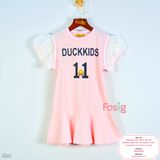  [16-23kg] Đầm Tay Ngắn Cho Bé Gái - Hồng Duckkids 