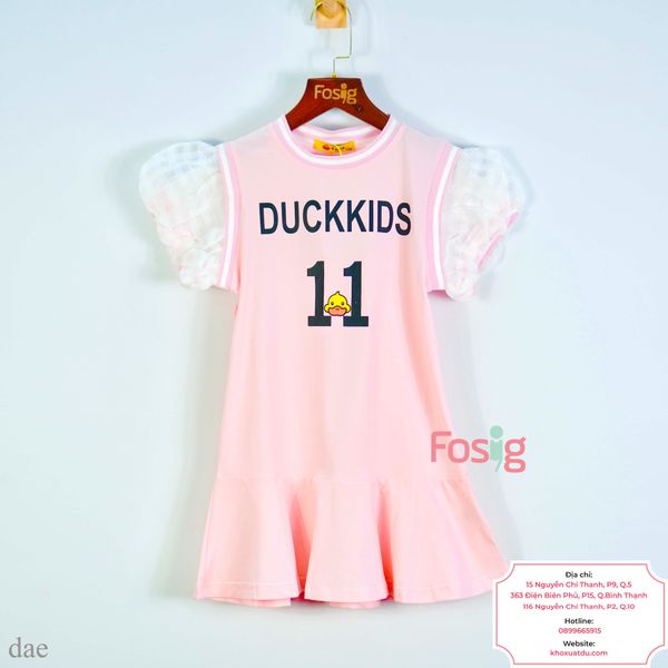  [16-23kg] Đầm Tay Ngắn Cho Bé Gái - Hồng Duckkids 