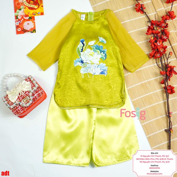  [9-19kg] Set Đồ Lam Bé Gái - Xanh Hoa Sen 