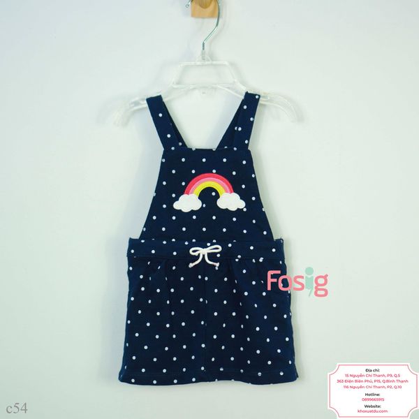  [3-6m] Yếm Đầm Bé Gái Cter  - Navy Chấm Trắng 