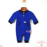  [0-3M] Sleepsuit Cúc Bấm Không Vớ Bé Trai GP - Xanh Dương Đậm Túi To 