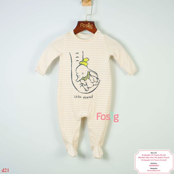  [0-6M] Sleepsuit Cúc Bấm Có Vớ Bé Trai Baby GP - Sọc Kem Voi 