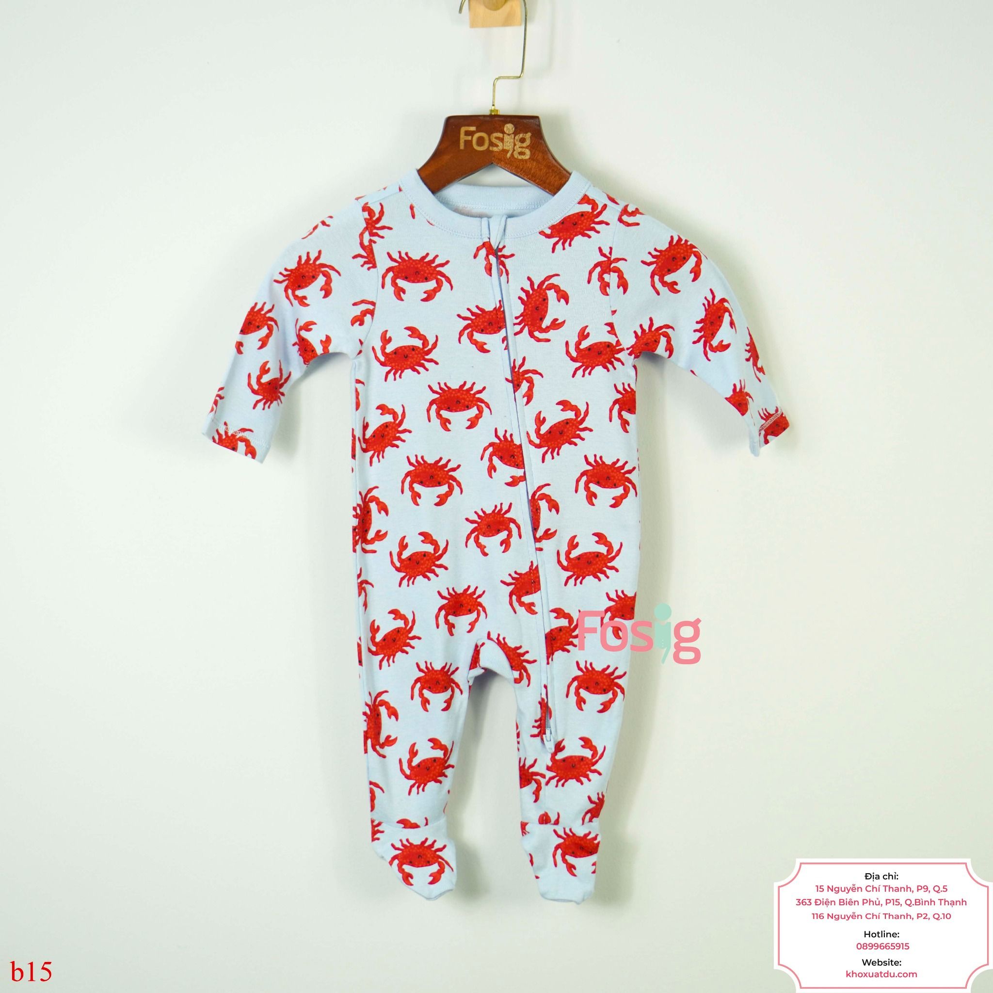  [0-3M ; 6-9M] Sleepsuit Có Vớ Bé Trai ON - Xanh Trời Cua 