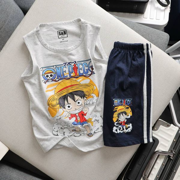  2T-6T Bộ ba lỗ quần short cho bé trai - Xám Luff.y Onepiece B3L01 