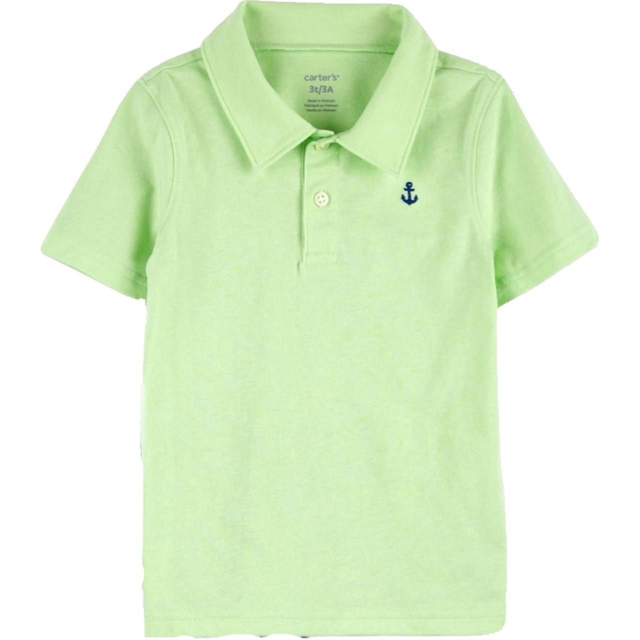 4T Áo thun bé trai Polo vải thun - dáng style cho bé trai- Xanh dạ quang ATC01