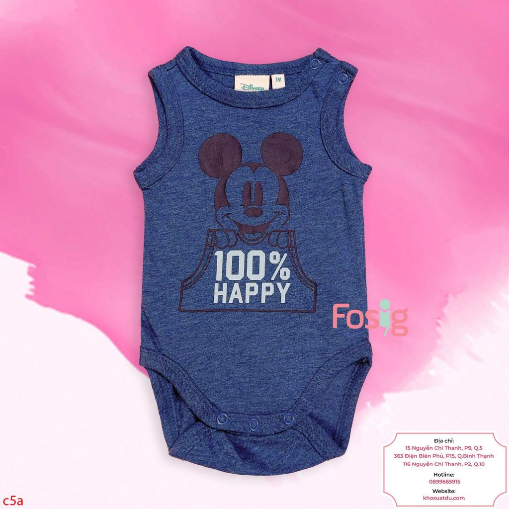  [0-1m] Bodysuit Tay Ngắn Bé Trai - Navy Mickey 