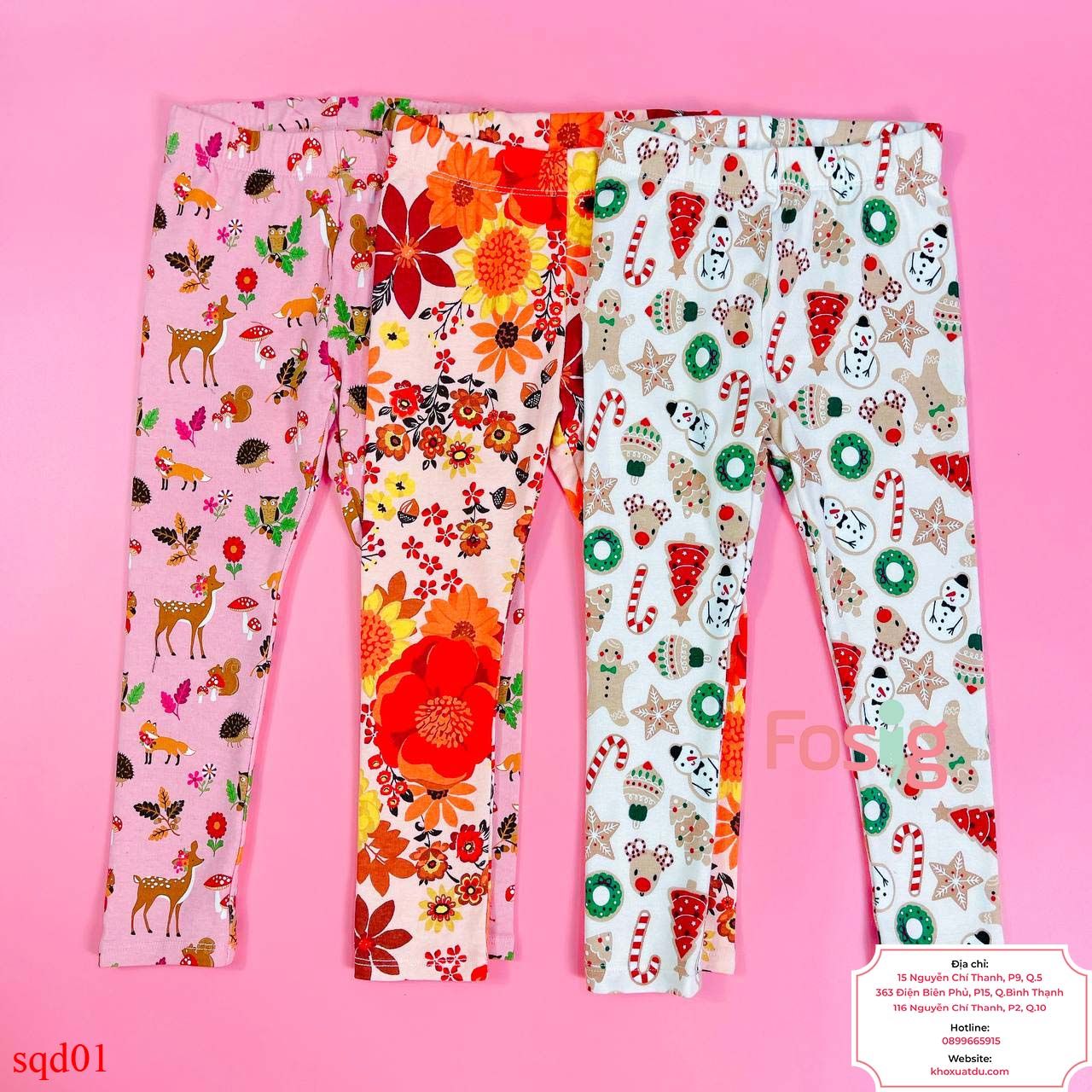  [10-37kg] Set 3 quần Legging GB Bé Gái - Combo màu ngẫu nhiên 