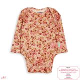  [3-12M] Bodysuit Tay Dài Bé Gái ON - Hoa Nâu Hồng Nhỏ 