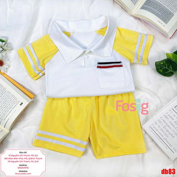  [8-18kg] Set Đồ Bộ Ngắn Polo Bé Trai - Vàng Trắng 