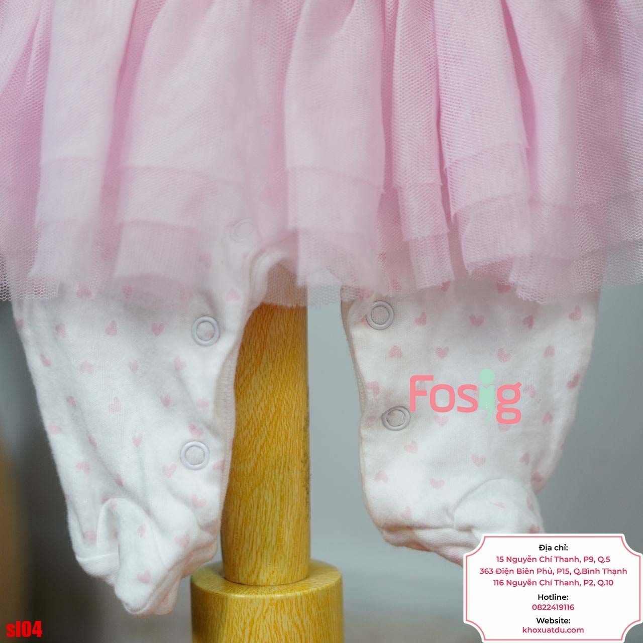  [3m] Sleepsuit Có Vớ Bé Gái - Trắng Tim Princess 