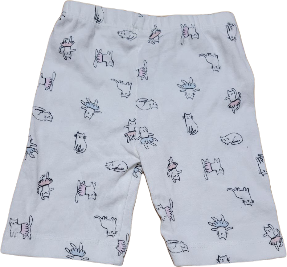 Quần Short Thun Bé Gái - Trắng Mèo Múa